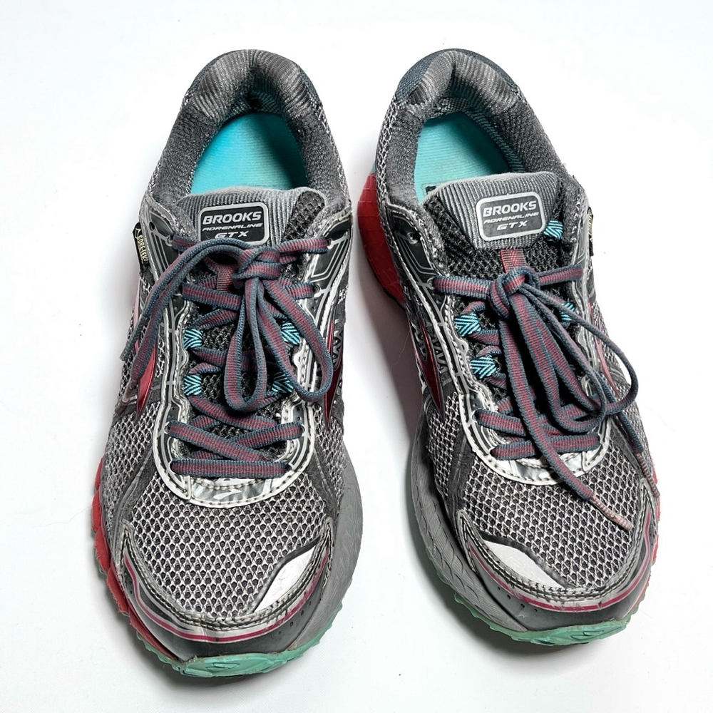 Brooks Womans Sneakers GTX Running Shoes Training Gray Red Size 8 Gore-tex - Picture 2 of 9